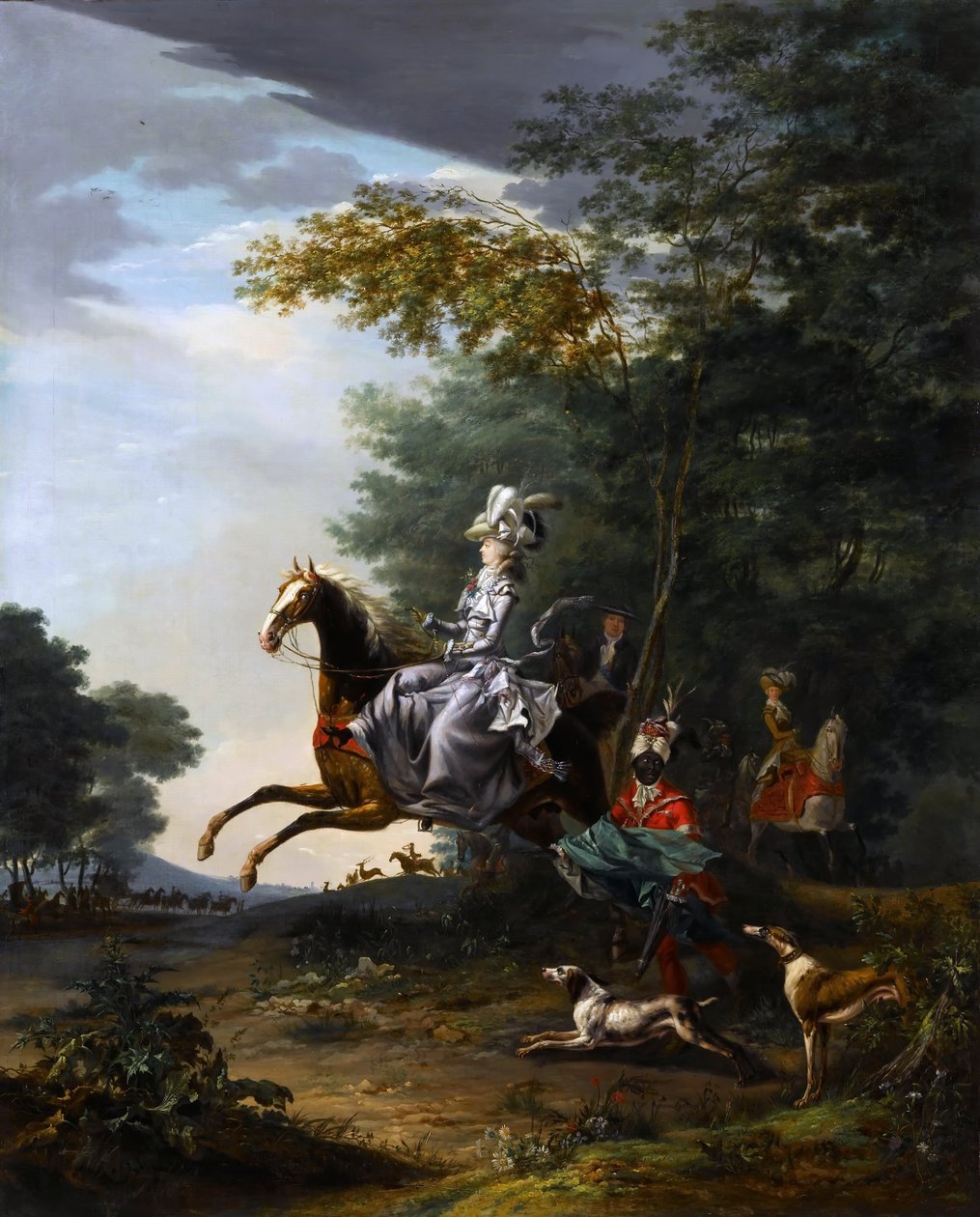 Marie-Antoinette 1755-1793 Köpeklerle Avlanma by Louis Auguste Brun de Versoix