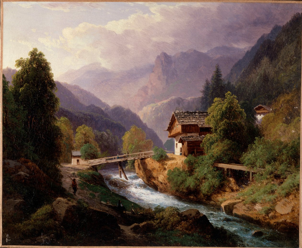 İsviçre Manzarası Tablosu Augustus Louis Lapito (1803-1874) 19. yüzyıl Özel Koleksiyonu by Louis Auguste Lapito
