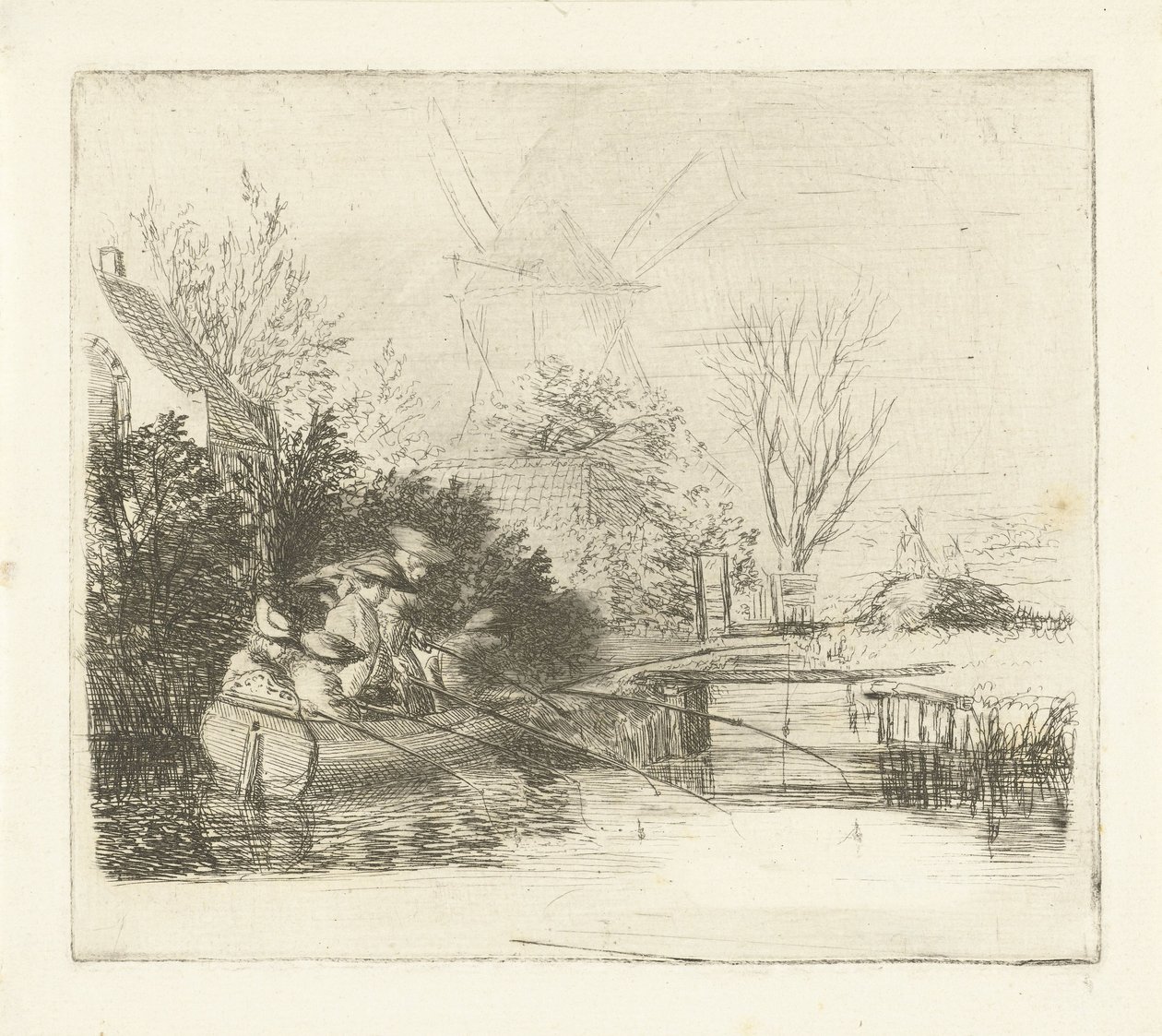 Nehir kenarındaki balıkçılar by Louis Bernard Coclers