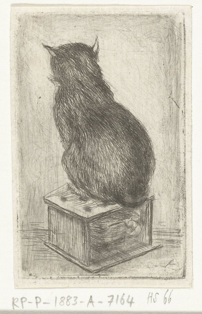 Kedi bir sobanın üzerinde oturuyor by Louis Bernard Coclers