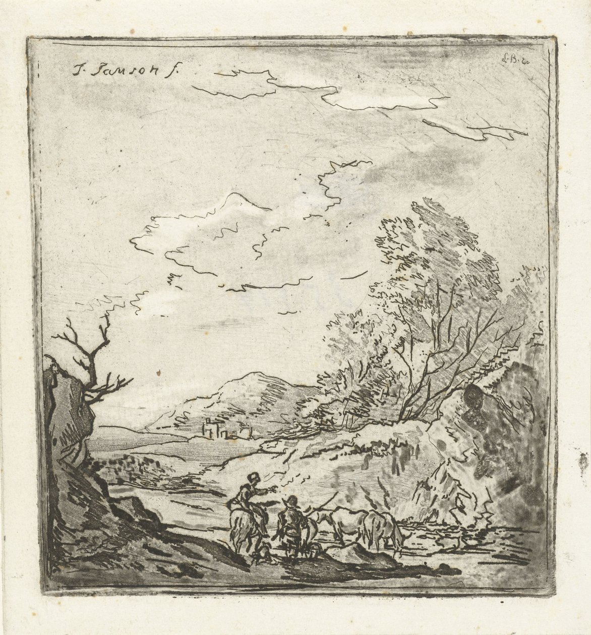 Binici ve çoban ile manzara by Louis Bernard Coclers