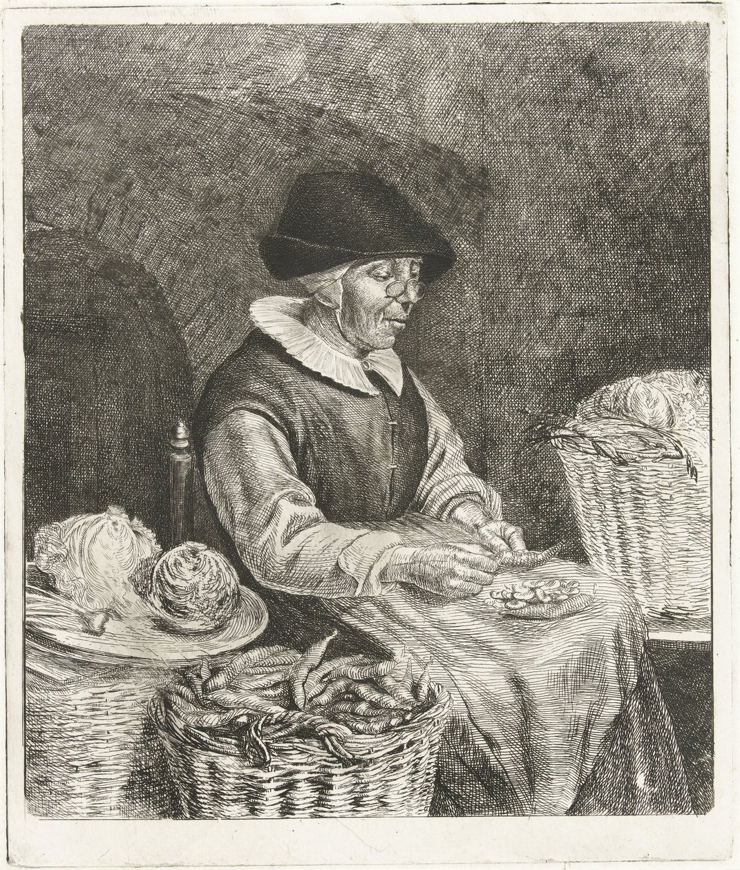 Fasulye bombardımanı yaşlı kadın by Louis Bernard Coclers