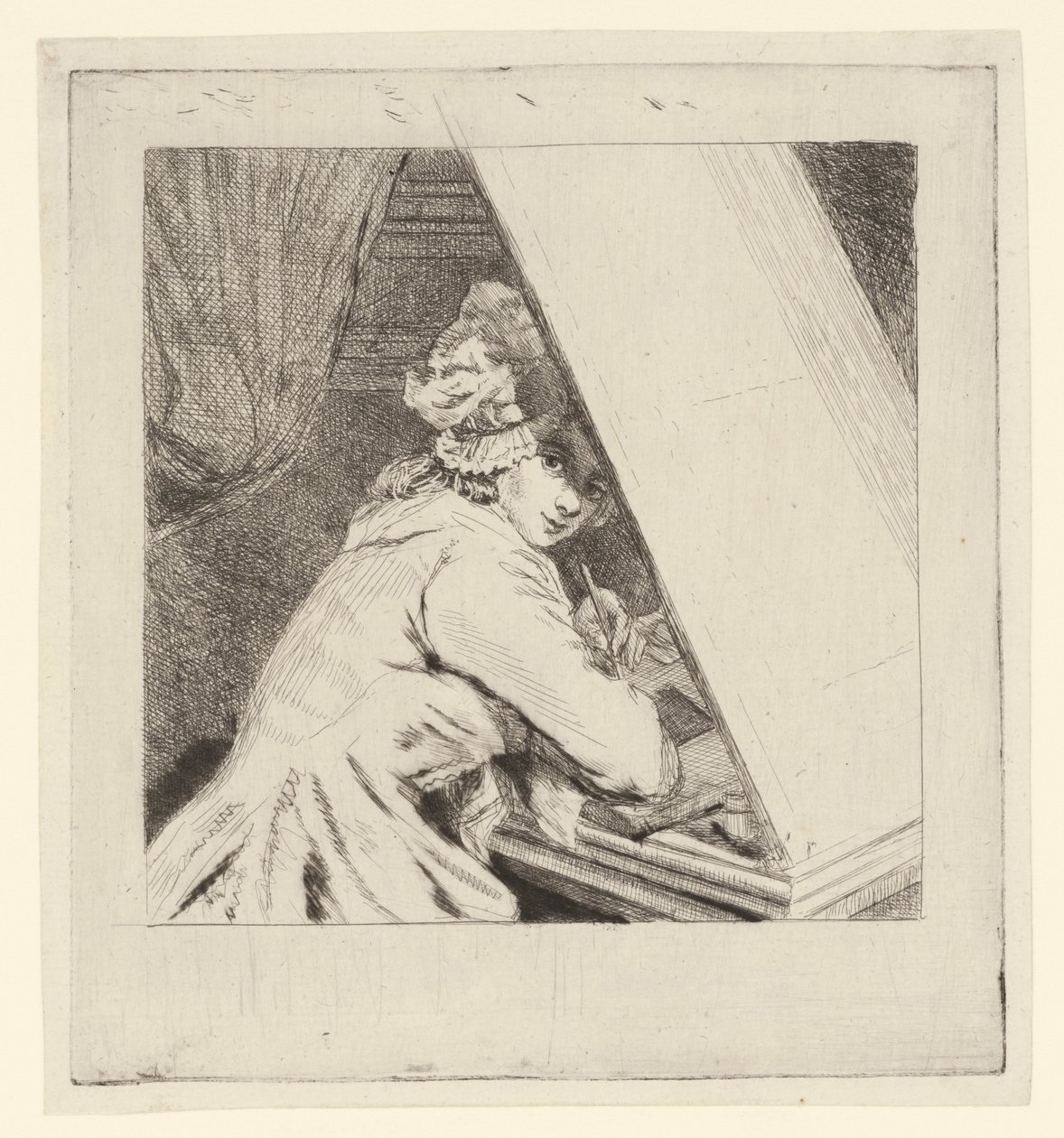 Portre Marie-Lambertine Coclers, yaprak vituurlu by Louis Bernard Coclers
