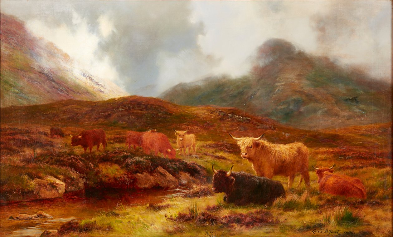 Moorland, Clachaig, Glencoe (tuval üzerine yağlı boya) by Louis Bosworth Hurt