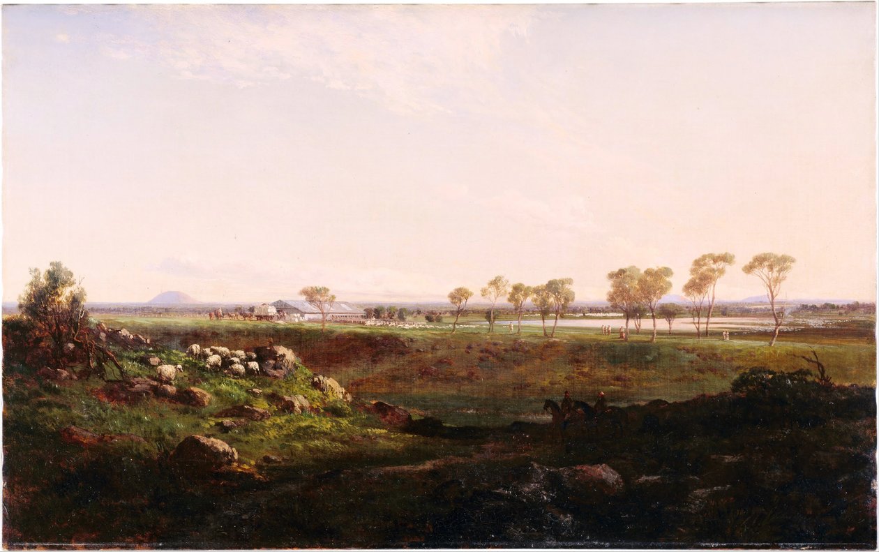 Fyans Dağı, Camperdown yakınlarındaki yün ahırı, 1869 by Louis Buvelot