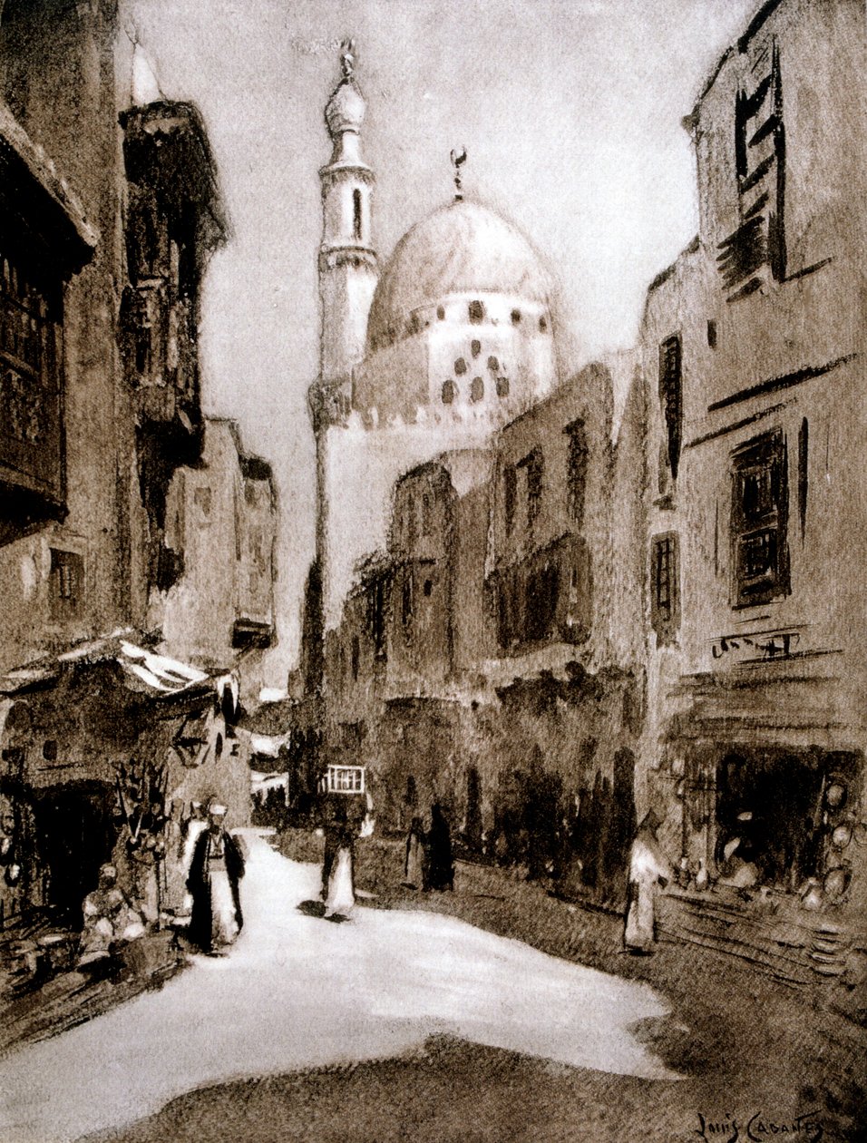 Güneş ışığında eski sokak, Kahire, Mısır, 1928 by Louis Cabanes