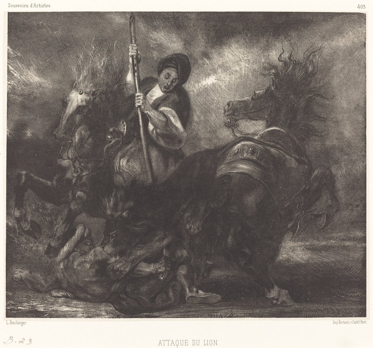 aslan saldırısı by Louis Candide Boulanger