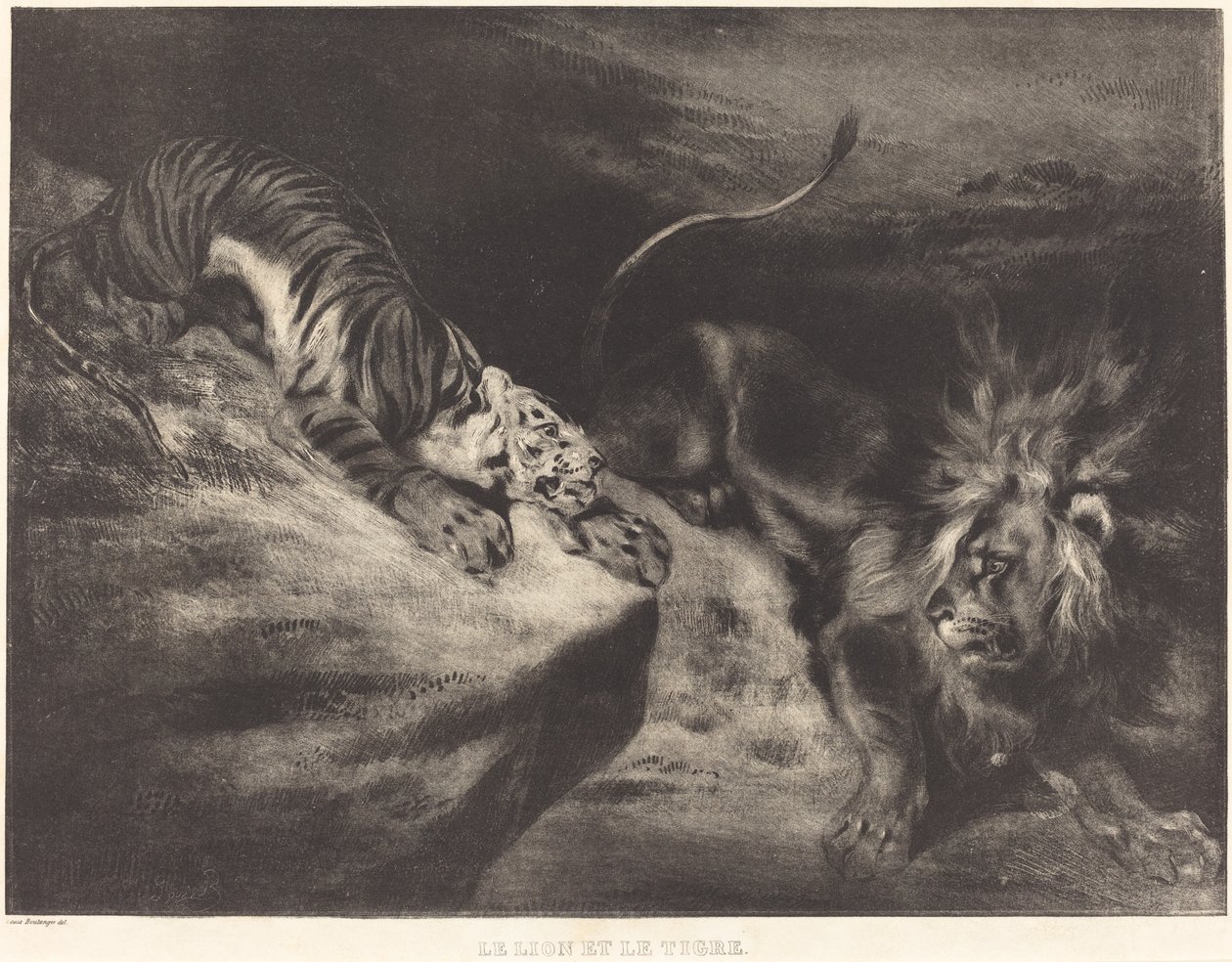 Aslan ve Kaplan by Louis Candide Boulanger after Eugène Delacroix