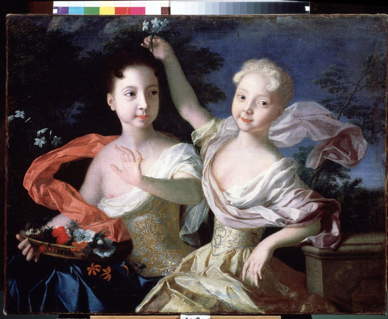 Büyük Düşes Anna Petrovna (1708-1728) ve Elisabeth Petrovna (1709-1761) (I. Elisabeth adıyla Rusya İmparatoriçesi olacak) portresi. Louis Caravaque (1684-1754) 1717 Devlet Rus Müzesi Saint Petersburg tarafından boyama by Louis Caravaque