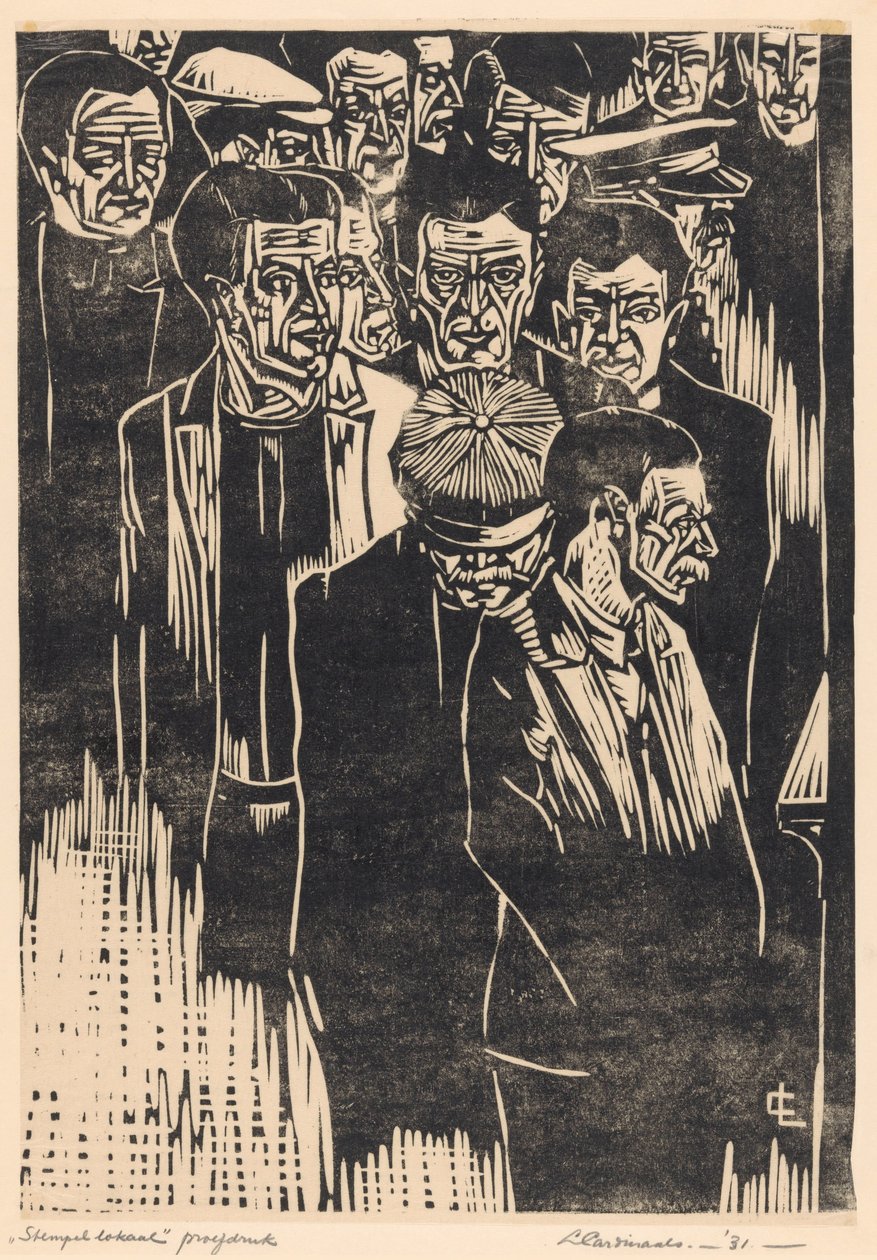 Stempellokaal (nesne üzerindeki orijinal başlık) by Louis Cardinaals (signed by artist)