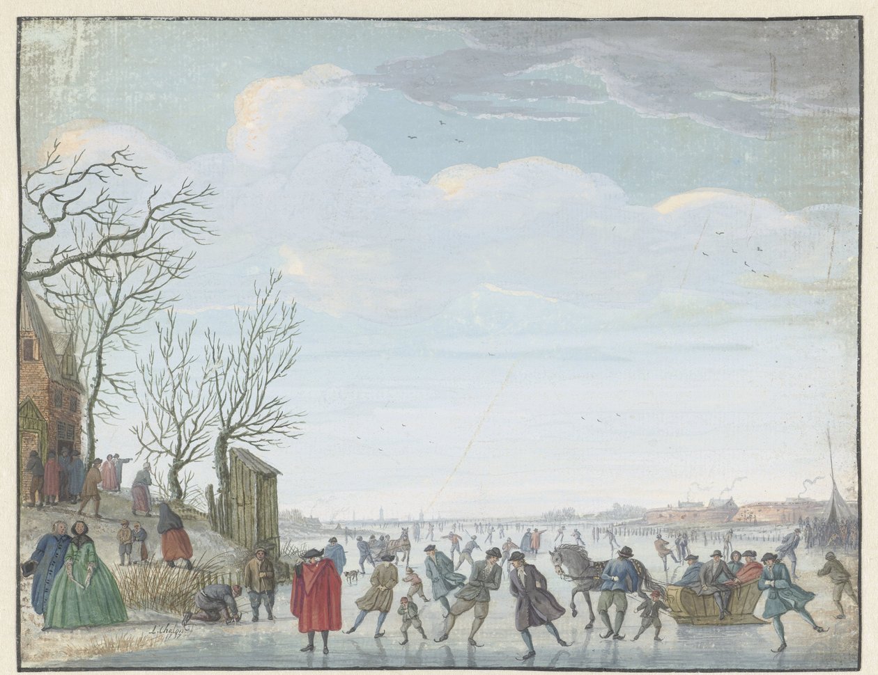 Buz eğlencesi ile kış manzarası by Louis Chalon