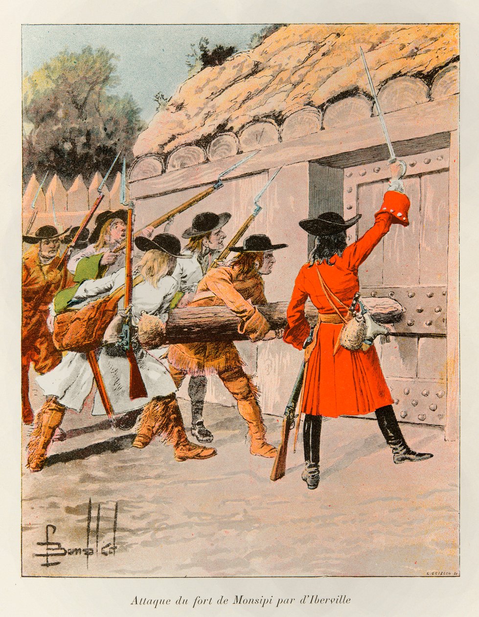 Bombled Louis (1862 - 1927); Attack of Monsipi Fort by Pierre LeMoyne d