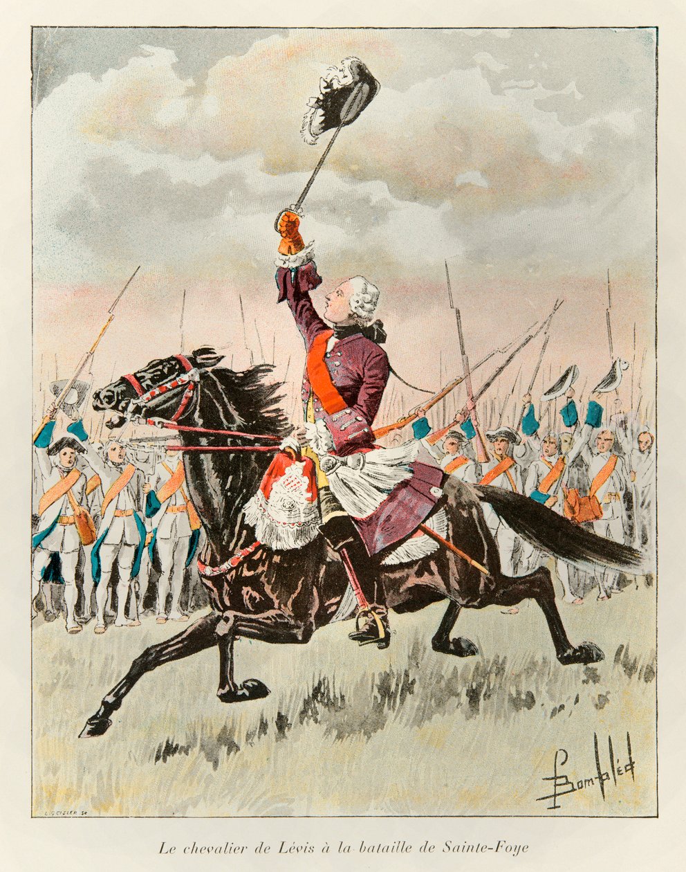 Bombled Louis (1862 - 1927); The Chevalier de Levis (Francois Gaston de Levis 1719 - 1787) at the Battle of Sainte Foy in 1760 against the English; Eugene Guenin