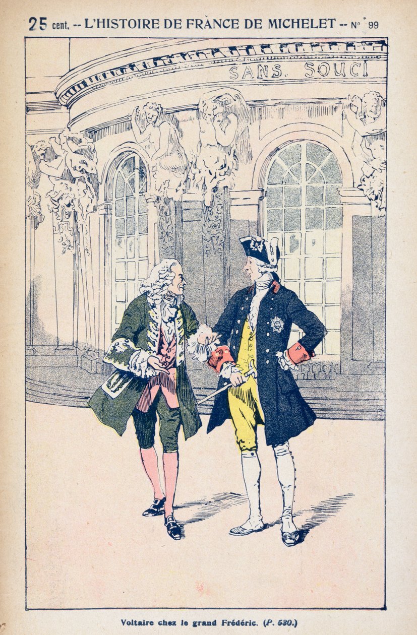 Francois Voltaire (1694-1778) ile Prusya Kralı II. Frederick (1712-86) Potsdam yakınlarındaki Sanssouci