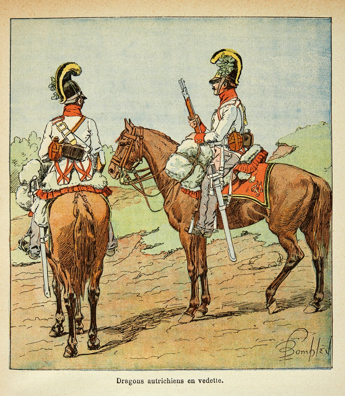 Illustration by Bombled Louis (1862-1927) from the book “The Memorial of Saint Helene” by Count Emmanuel de Las Cases (1766-1842): Austrian Dragons featured, Private Collection by Louis Charles Bombled