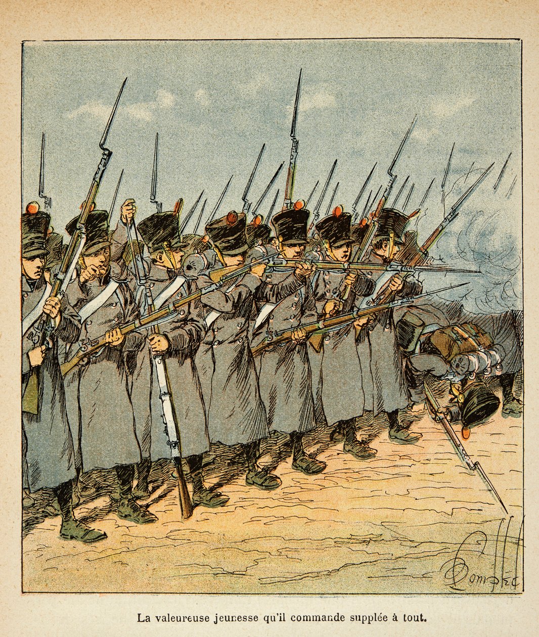 Illustration by Bombled Louis (1862-1927) from the book “The Memorial of Saint Helene” by Count Emmanuel de Las Cases (1766-1842): The French during the Battle of Lutzen in 1813, Private Collection by Louis Charles Bombled