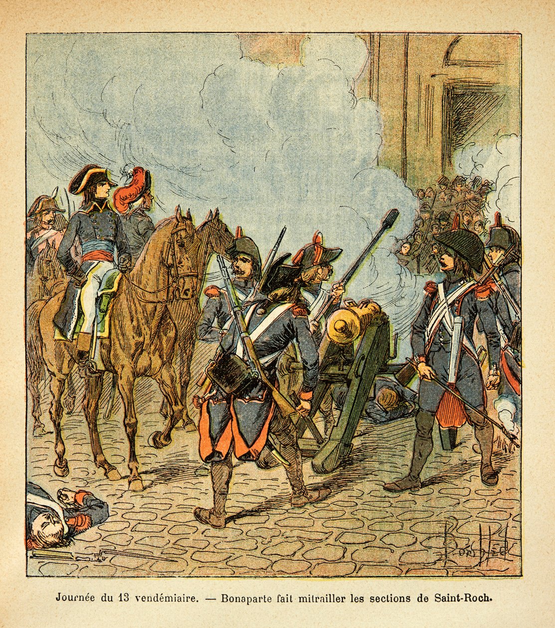 Ishusho ya Bombled Louis (1862-1927) yo mu gitabo “Urwibutso rwa Saint Helene” yanditswe na Count Emmanuel de Las Cases (1766-1842): Napoleon yatunguwe na Brienne na Cossacks, Icyegeranyo bwite. by Louis Charles Bombled