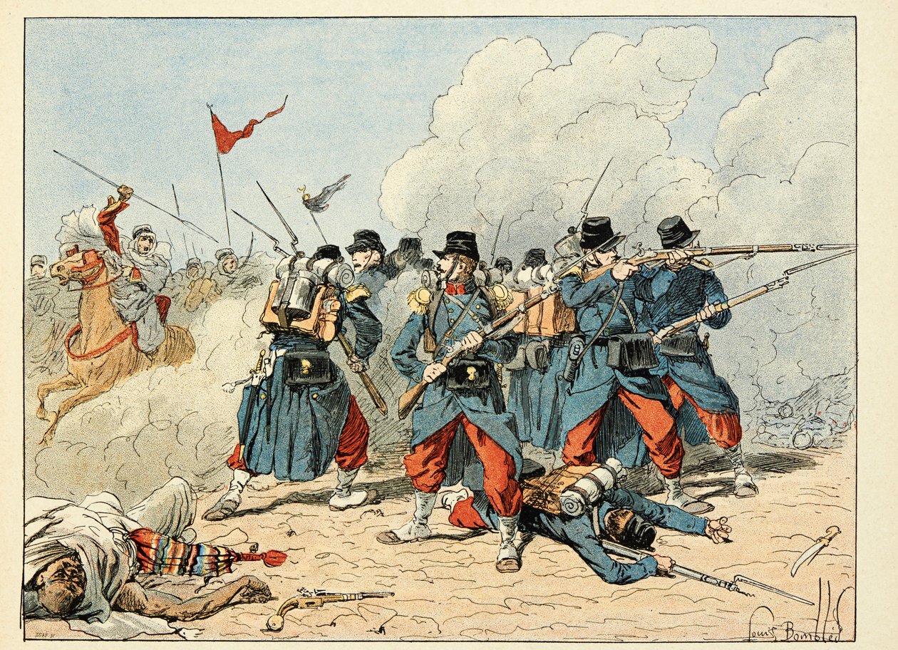Illustration from “The Heros of the Siecle”, anecdotal recits by Dick de Lonlay and illustrated by Louis Bombled (1862-1927) by Louis Charles Bombled