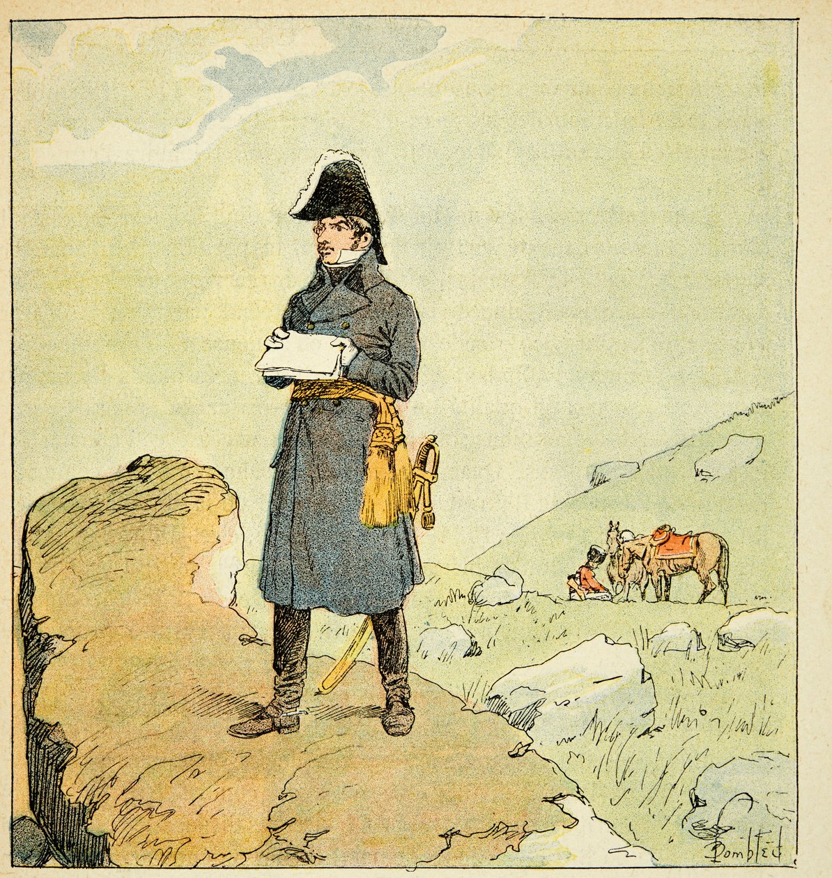 Illustration of Bombled Louis (1862-1927) from the book “The Memorial of Saint Helene” by Count Emmanuel de Las Cases (1766-1842): Portrait of the marechal Laurent de Gouvion Saint Cyr (1764-1830) Private collection by Louis Charles Bombled