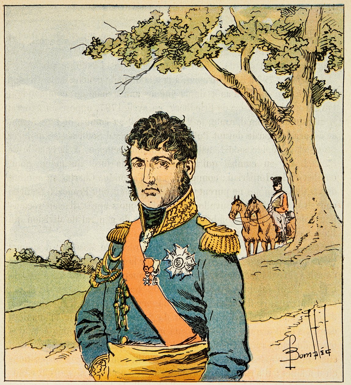 Kont Emmanuel de Las Cases (1766-1842) tarafından yazılan “Saint Helene Anıtı” kitabından Bombled Louis (1862-1927) çizimi: Mareşal Jean de Dieu Soult