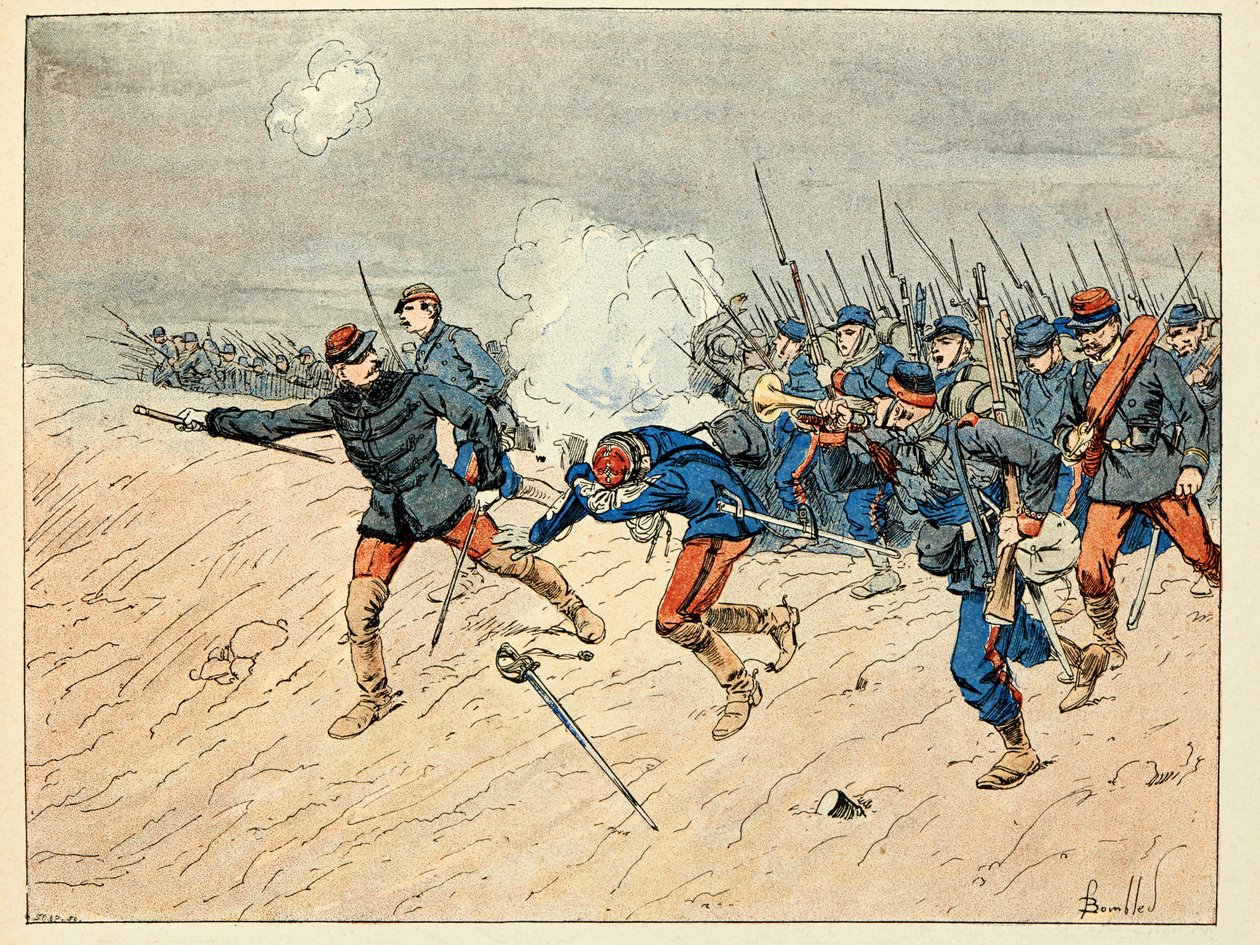 Illustration taken from the book “Les heros du Siecle””, anecdotal recits by Dick de Lonlay and illustrated by Louis Bombled (1862-1927) by Louis Charles Bombled