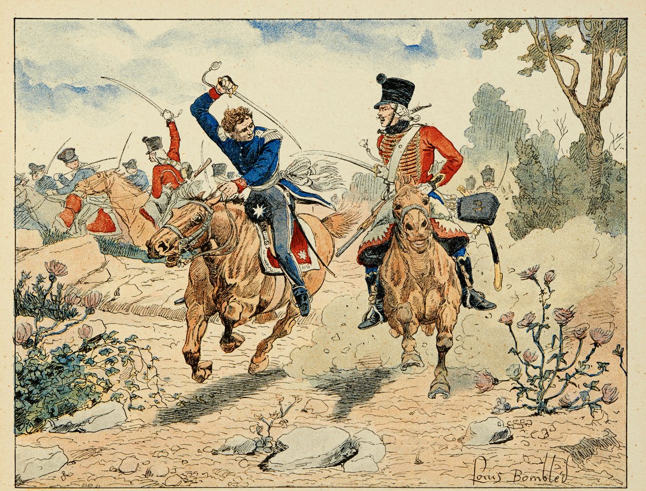 Illustration taken from the book “The Heros of the Siecle””, anecdotal recits by Dick de Lonlay and illustrated by Louis Bombled (1862-1927) by Louis Charles Bombled