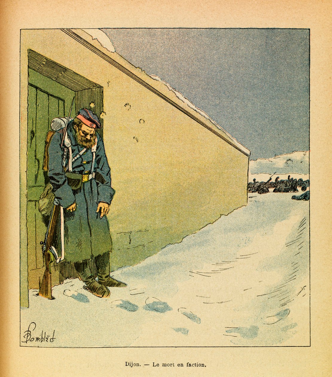 L'Armee de l'Est, Eugene Çavuş tarafından, dit Grenest, resimlenen Louis Bombled (1862-1927) (Fransız-Alman Savaşı; 1870-1871 seferi): Le mort en fraksiyon, Koleksiyon Kısmi by Louis Charles Bombled