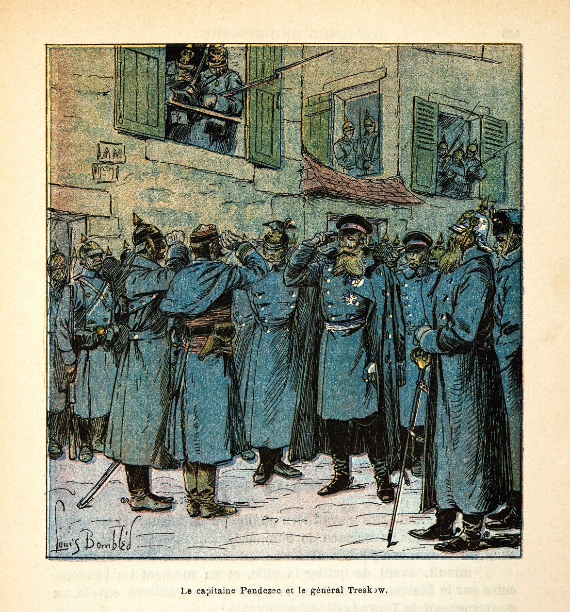 L'Armee de la Loire, Eugene Sergent tarafından, dit Grenest, resmedilen Louis Bombled (1862-1927) (Fransız-Alman Savaşı; 1870-1871 seferi): Fransız kaptan Pendezec ve Prusyalı general Treskow, Fransızların geri çekilmesi sırasında bir araya geldi. D by Louis Charles Bombled