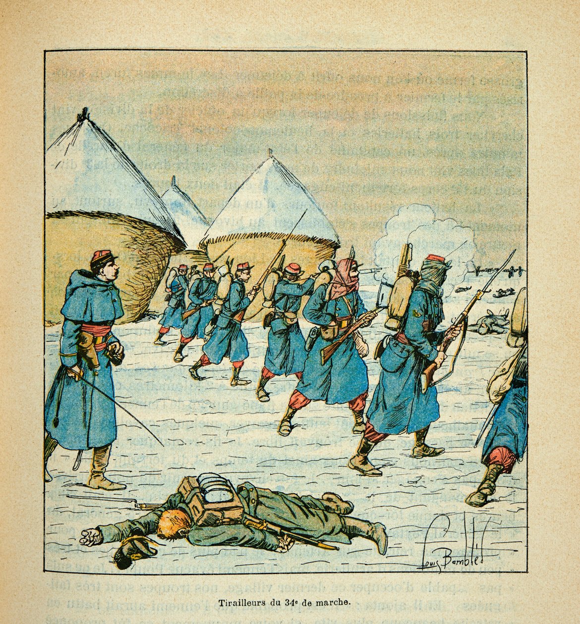 Loire Ordusu, Eugene Sergent tarafından, dit Grenest, resimlendirilen Louis Bombled (1862-1927) (Fransız-Alman Savaşı; 1870-1871 seferi): Tirailleurs du 34, eme de Marche aux Fights de Poupry Aralık 1870, Kısmi Toplamak by Louis Charles Bombled