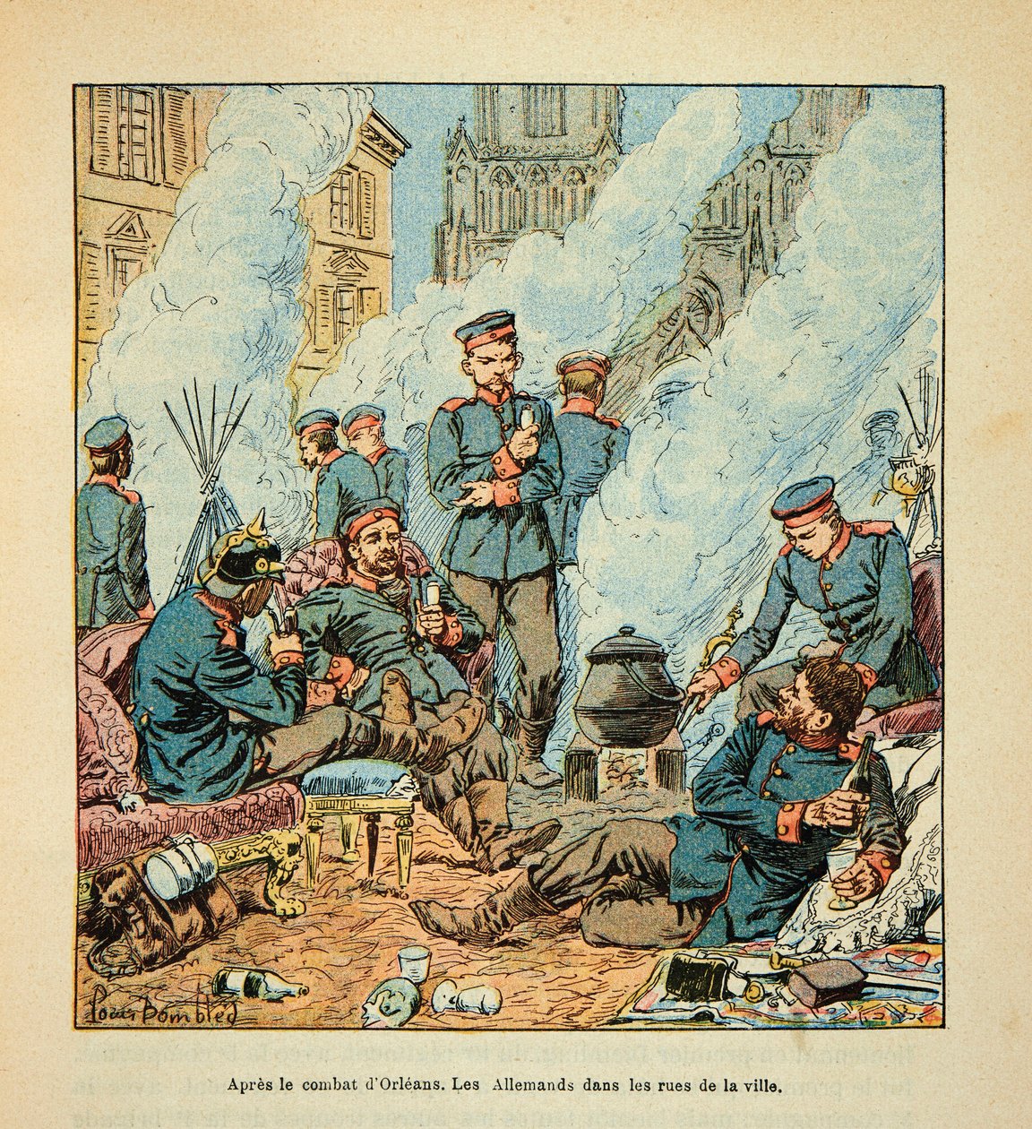 L'Armee de la Loire, Eugene Sergent, dit Grenest, resimleyen Louis Bombled (1862-1927) (Fransız-Alman Savaşı; 1870-1871 seferi): Almanlar 11 Ekim'de Orleans şehrini işgal etti by Louis Charles Bombled