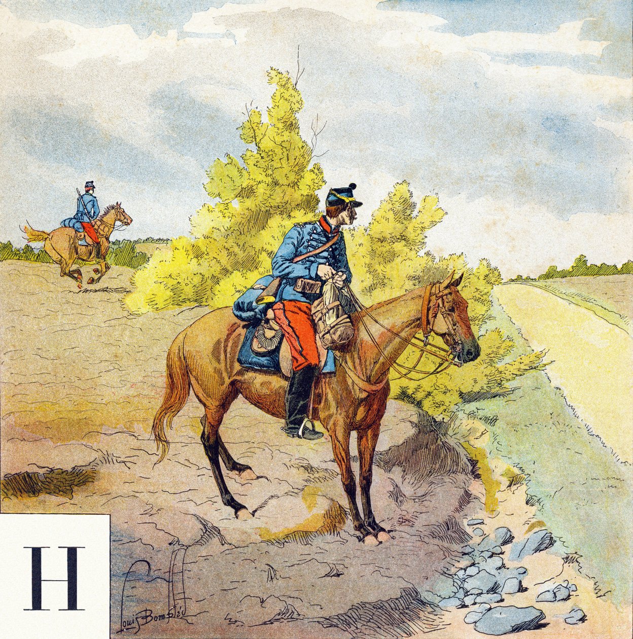 H Harfi: Süvariler, "Asker olacağım" - Askeri alfabe by Louis Charles Bombled