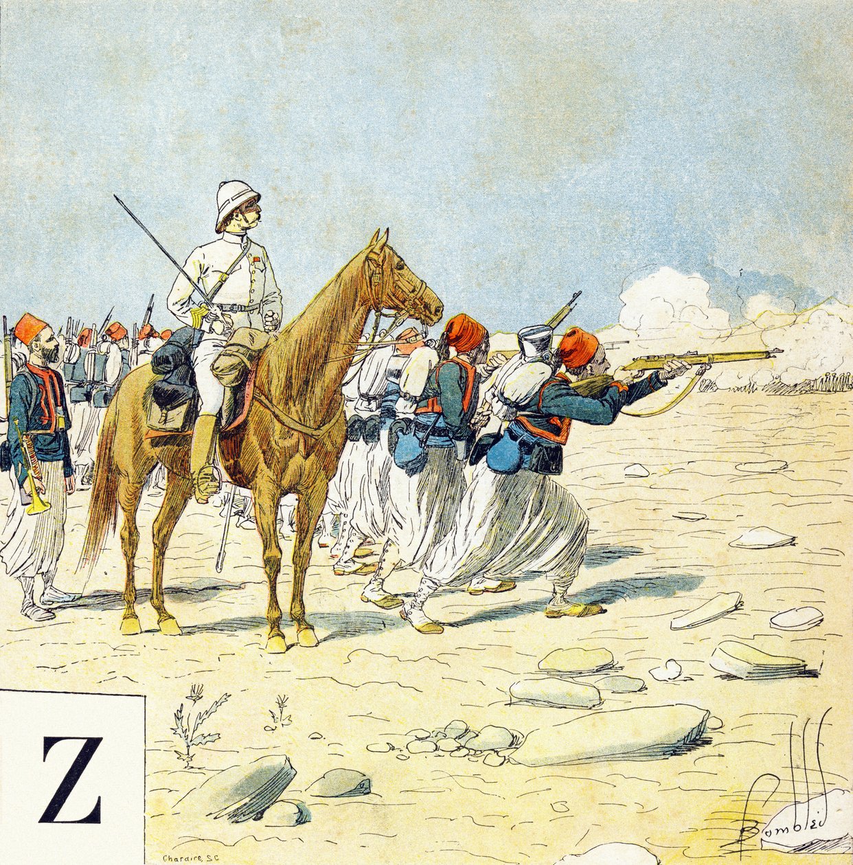Z harfi: Zouaves, "Je serai soldat”( Asker olacağım) - Askeri alfabe by Louis Charles Bombled