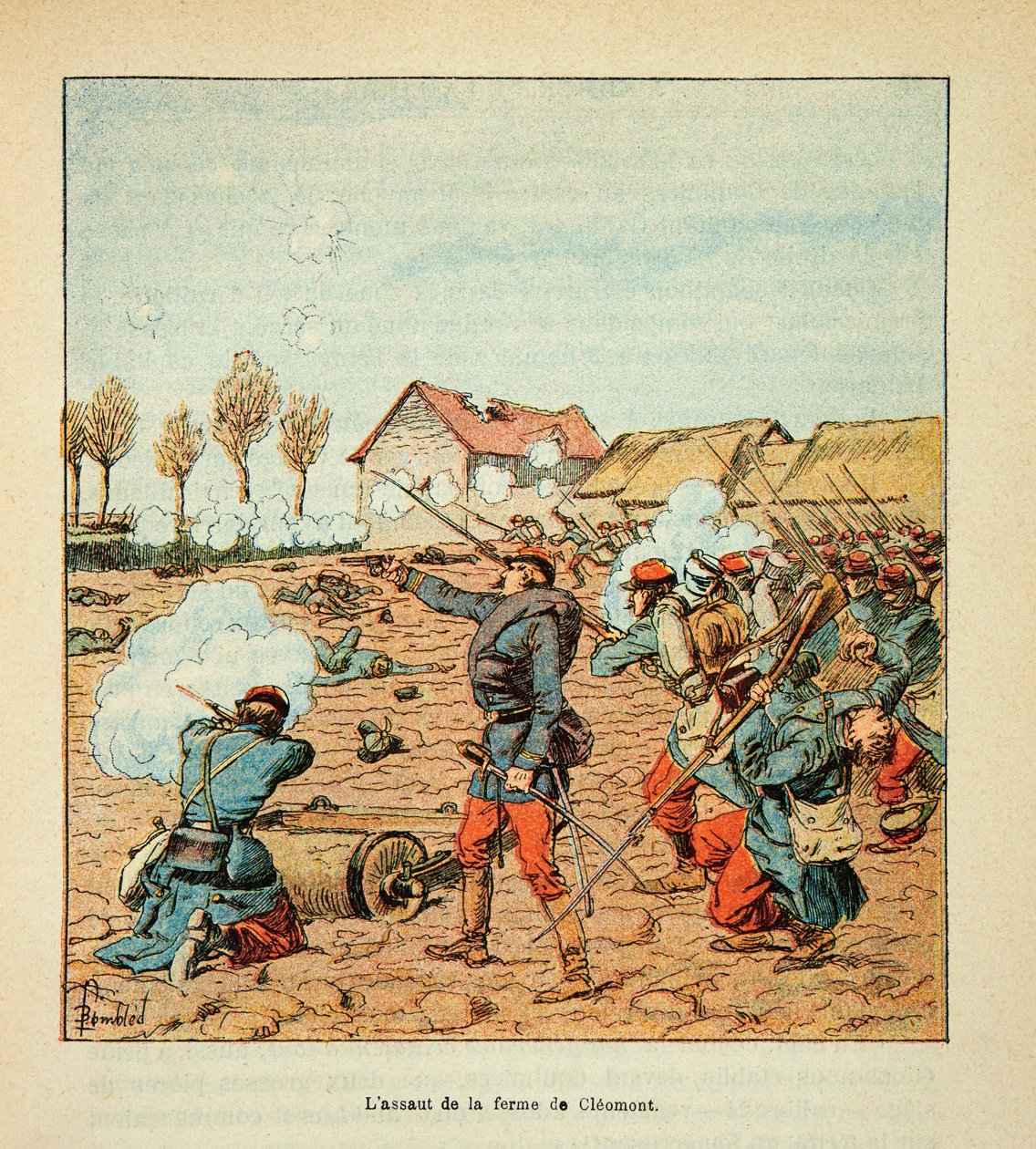 Eugene Sergent tarafından Loire Armee, dit Grenest, Louis Bombled (1862-1927) (Fransız-Alman Savaşı; 1870-1871 seferi): 9 Kasım 1870'de Coulmiers Savaşı, Fransızların Cleomont'taki saldırısı Çiftlik, Özel Koleksiyon by Louis Charles Bombled