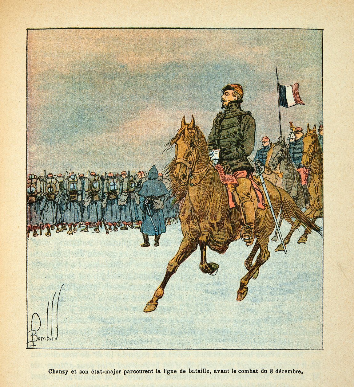 Louis Bombled (1862-1927) tarafından resmedilen, Grenest olarak bilinen Eugene Sergent tarafından Loire Armee (Fransız-Alman Savaşı; 1870-1871 seferi): General Chanzy ve ekibi, 8 Aralık savaşından önce savaş hattını geziyor 1870, Özel Koleksiyon by Louis Charles Bombled