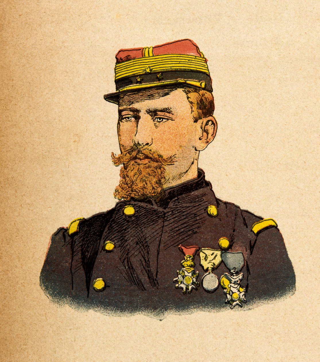 The Eastern Armee of Eugene Sergeant, known as Grenest, illustrated by Louis Bombled (1862-1927) (Franco-German War; campaign of 1870-1871): Portrait of General Cremer (1840-1876), Private Collection by Louis Charles Bombled