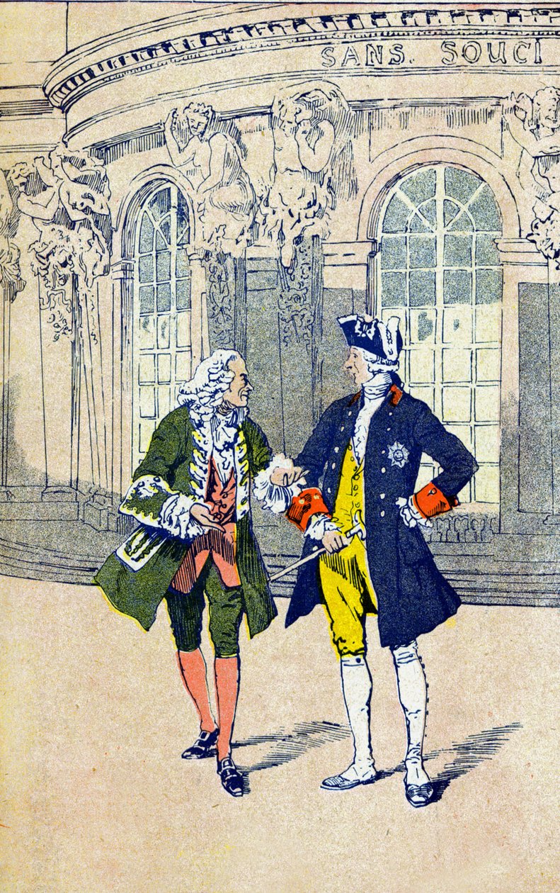 Voltaire, Prusya Kralı II. Frederick ile by Louis Charles Bombled