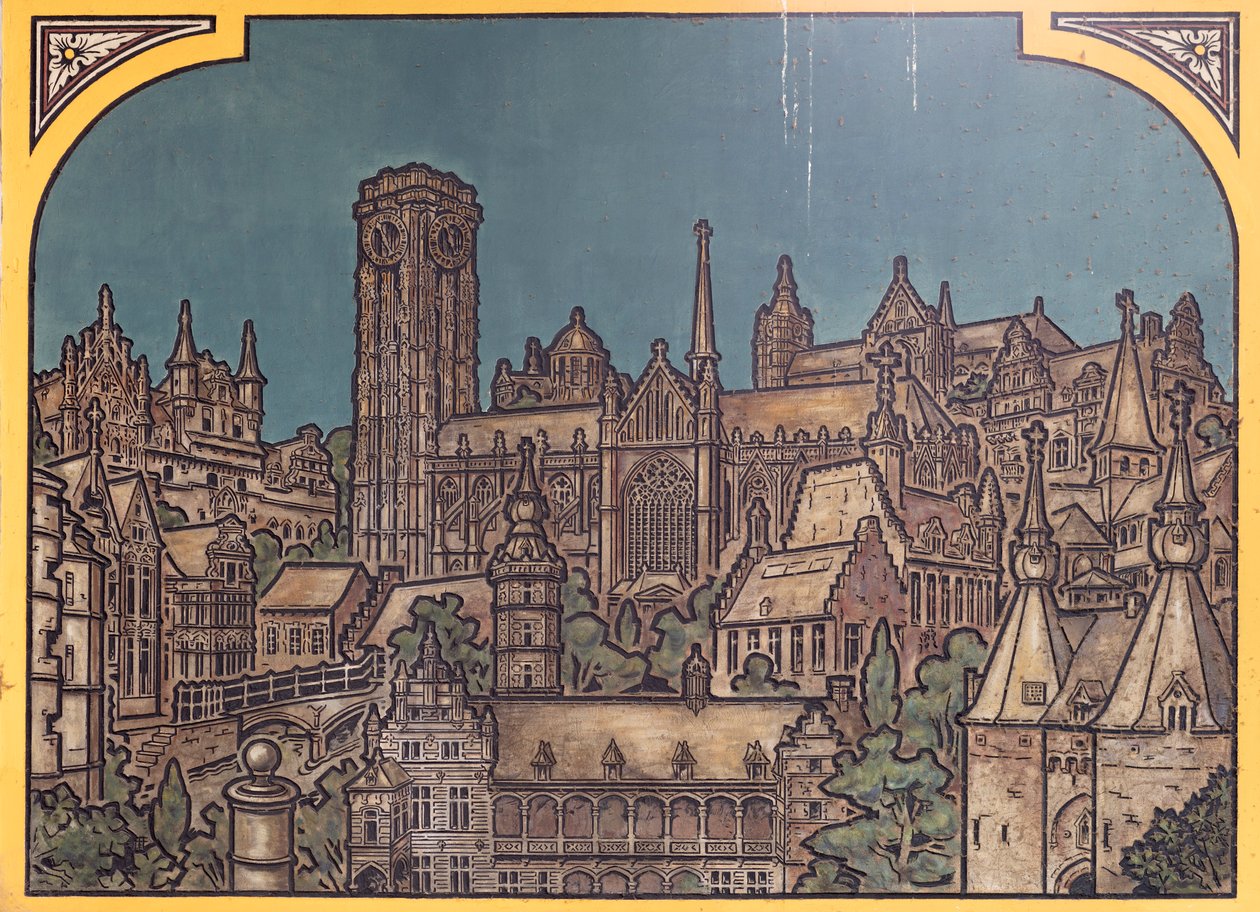 Tren istasyonu binası (Sint-Pietersstation). İç mekan. 1912. Giriş holü. by Louis Cloquet