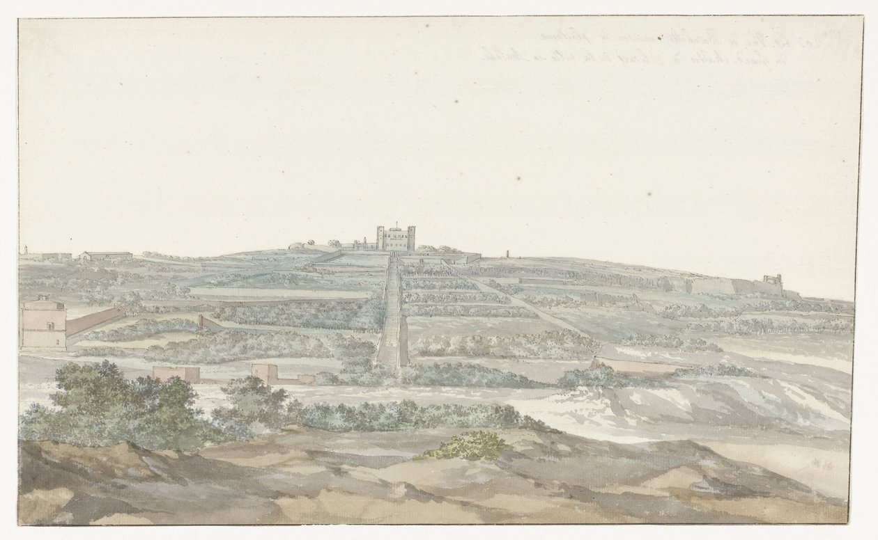 Malta'daki Boschetto'da bulunan Büyük Üstadın Vedala Sarayı'nın görünümü Vue de Boschetto, maison de plaisance du Grand-Maître, à 2 lieus de la ville de Malthe (nesne üzerindeki başlık) Voyage en Italie, en Sicile et à Malte - 1778 (dizi başlığ by Louis Ducros