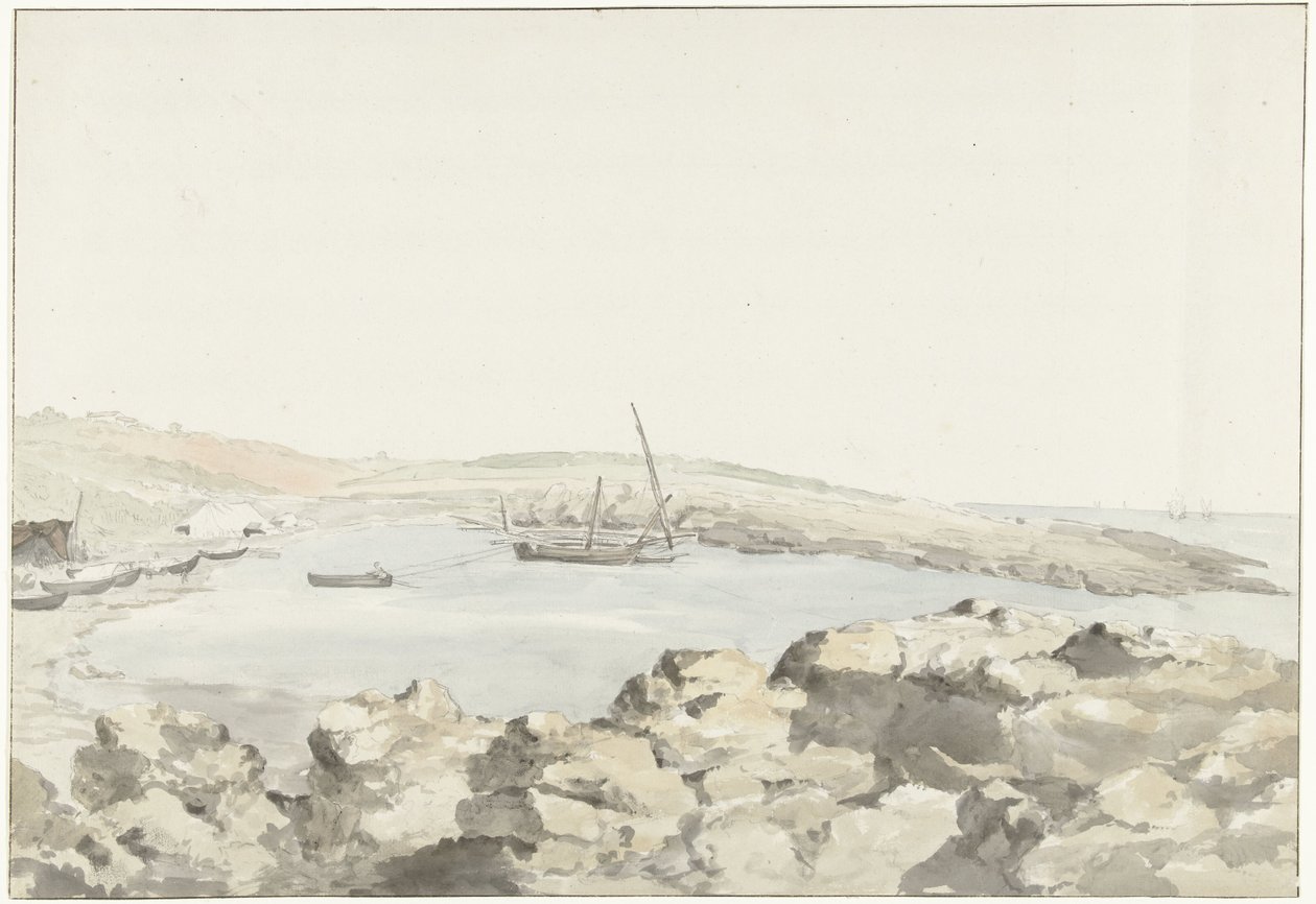 Gezicht op de cenneti van Luogo Vivo İtalya, Sicilya ve Malta'da Luogo Vivo seyahatleri limanının yüksekliğine göre görünüm - 1778 (seri başlığı) by Louis Ducros