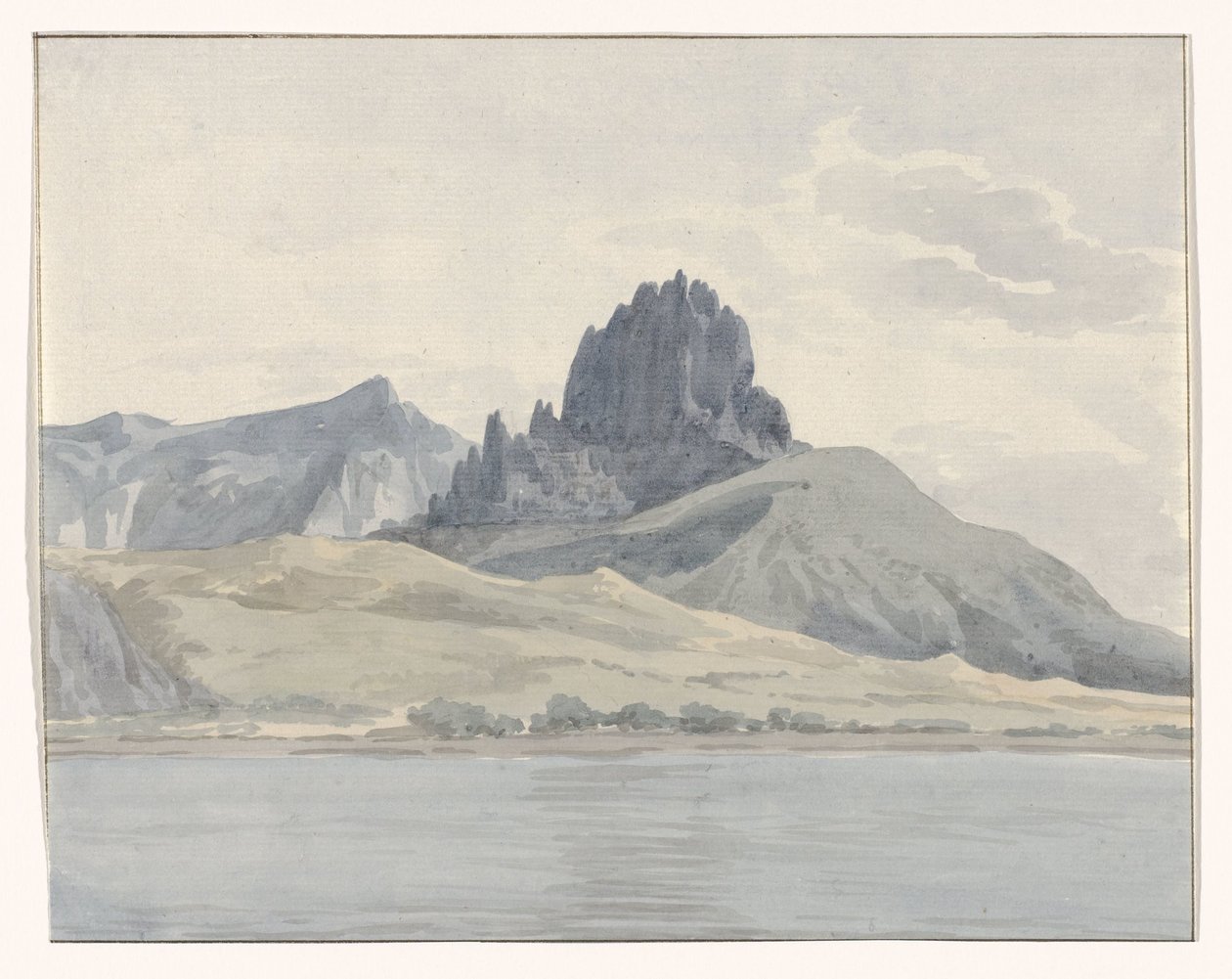 Spartivento Burnu'nun diğer tarafında Pentidatilo sahilinin görünümü Vue de la côte de Pentidatilo au delà du Cap de Spartivento (nesne üzerindeki başlık) Voyage en Italie, en Sicile et à Malte - 1778 (seri başlığı) by Louis Ducros