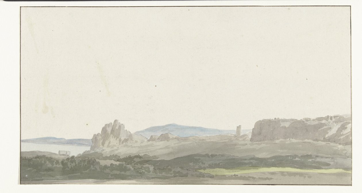 Gelibolu Mahallesi'ndeki Taranto Körfezi'ndeki Bir Kayadan Görünüm (nesne üzerinde başlık) İtalya, Sicilya ve Malta'da Seyahatler - 1778 (dizi başlığı) by Louis Ducros