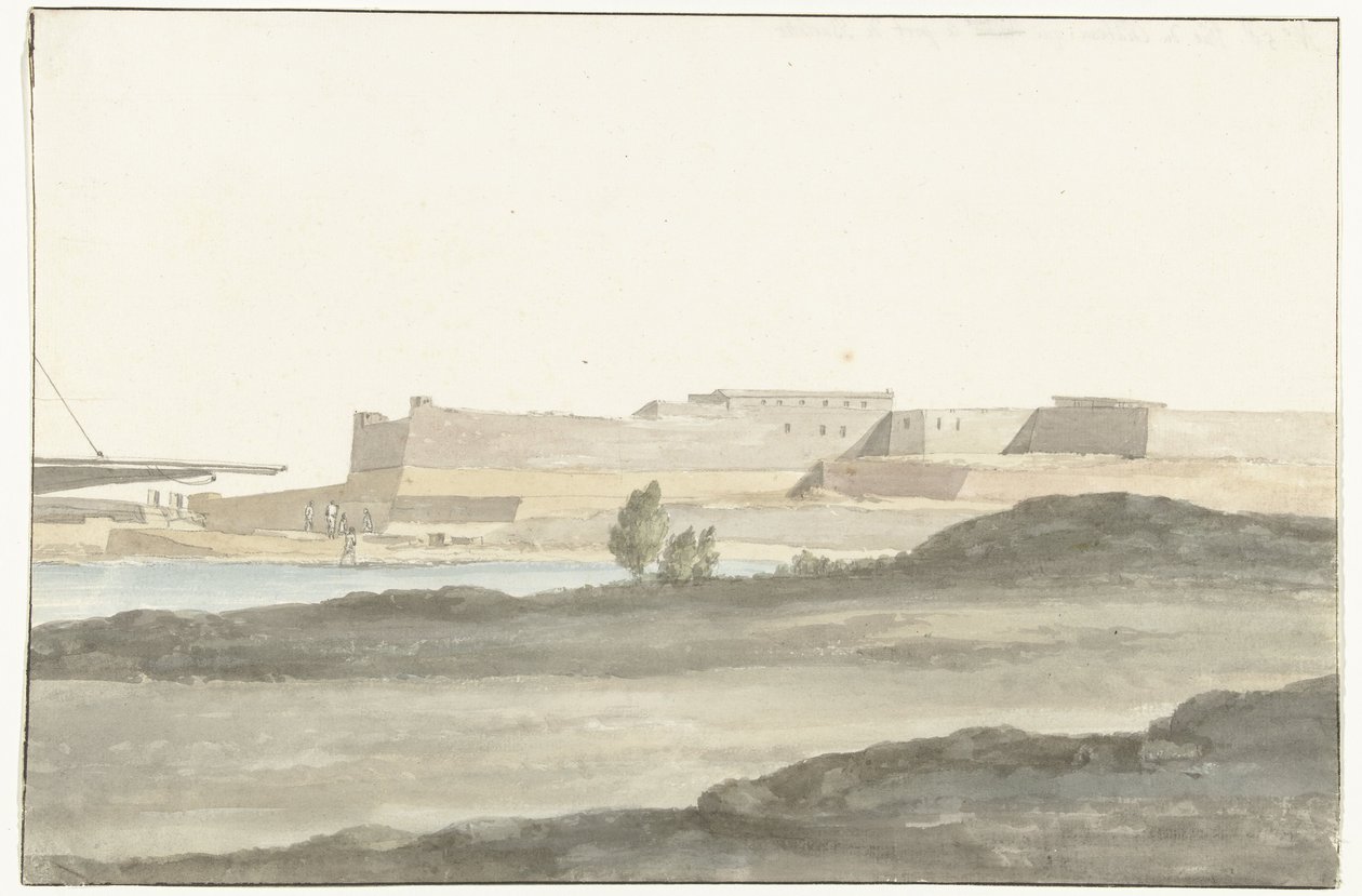 Barletta Vue du Château limanındaki kalenin görünümü, qui domine le port de Barletta (nesne üzerindeki başlık) Voyage en Italie, en Sicile et à Malte - 1778 (seri başlığı) by Louis Ducros