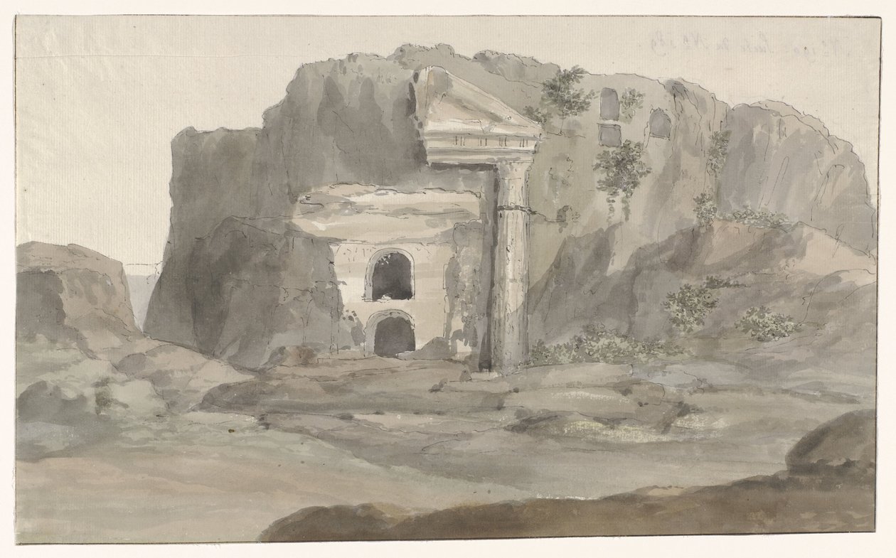 İtalya'daki Syracuse Voyage ve Sicile et à Malte - 1778 yakınlarındaki kayaya oyulmuş Dor tarzında cepheli mezarlar (seri başlığı) by Louis Ducros