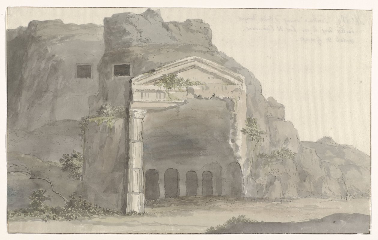 İtalya'daki Syracuse Voyage ve Sicile et à Malte - 1778 yakınlarındaki kayaya oyulmuş Dor tarzında cepheli mezarlar (seri başlığı) by Louis Ducros