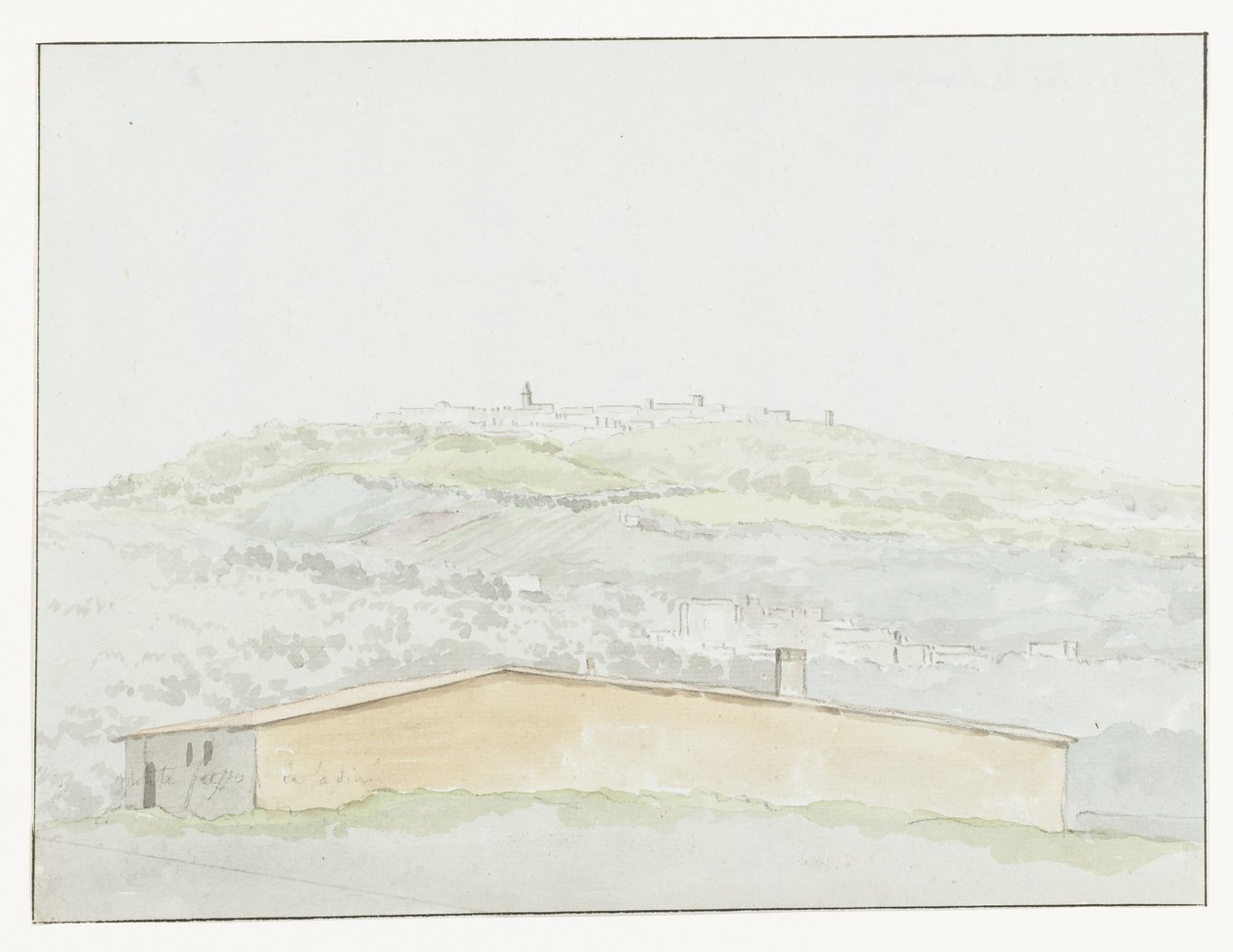 Klassieke zuil in cenneti van Brindisi Brindisi Limanı'ndaki Antik Sütun (nesne üzerinde başlık) İtalya, Sicilya ve Malta'da Seyahatler - 1778 (dizi başlığı) by Louis Ducros