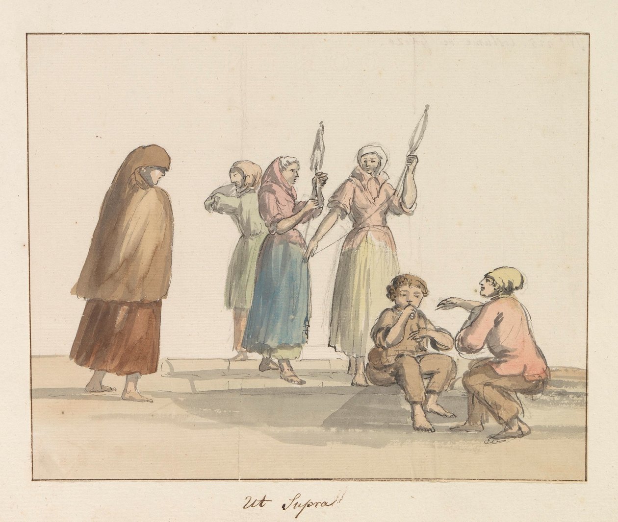 Gozo adasının geleneksel kostümleri Costume de Ghozo (nesne üzerindeki başlık) Voyage en Italy ve Sicile et à Malte - 1778 (seri başlığı) by Louis Ducros