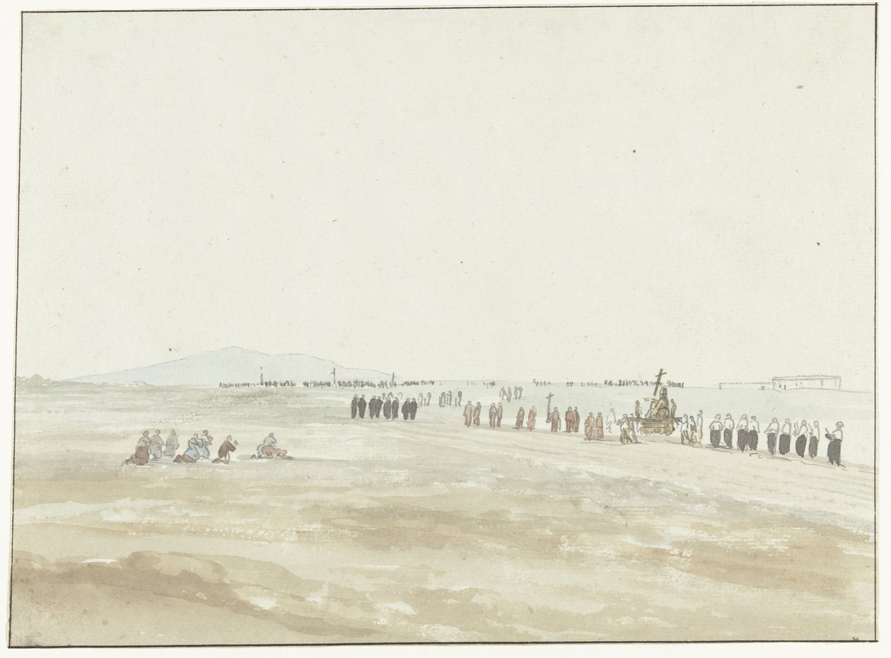 Cerignola'dan ayrılan alayı (nesne üzerindeki başlık) İtalya, Sicilya ve Malta'ya Yolculuk - 1778 (dizi başlığı) by Louis Ducros
