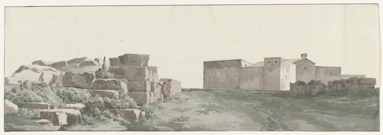 Profil van de binnenmuren en buitenmuren van de oude stad Manduria Antik Manduria'nın iç ve dış duvarlarının profili (nesne üzerine başlık) İtalya, Sicilya ve Malta'da seyahatler - 1778 (dizi başlığı) by Louis Ducros