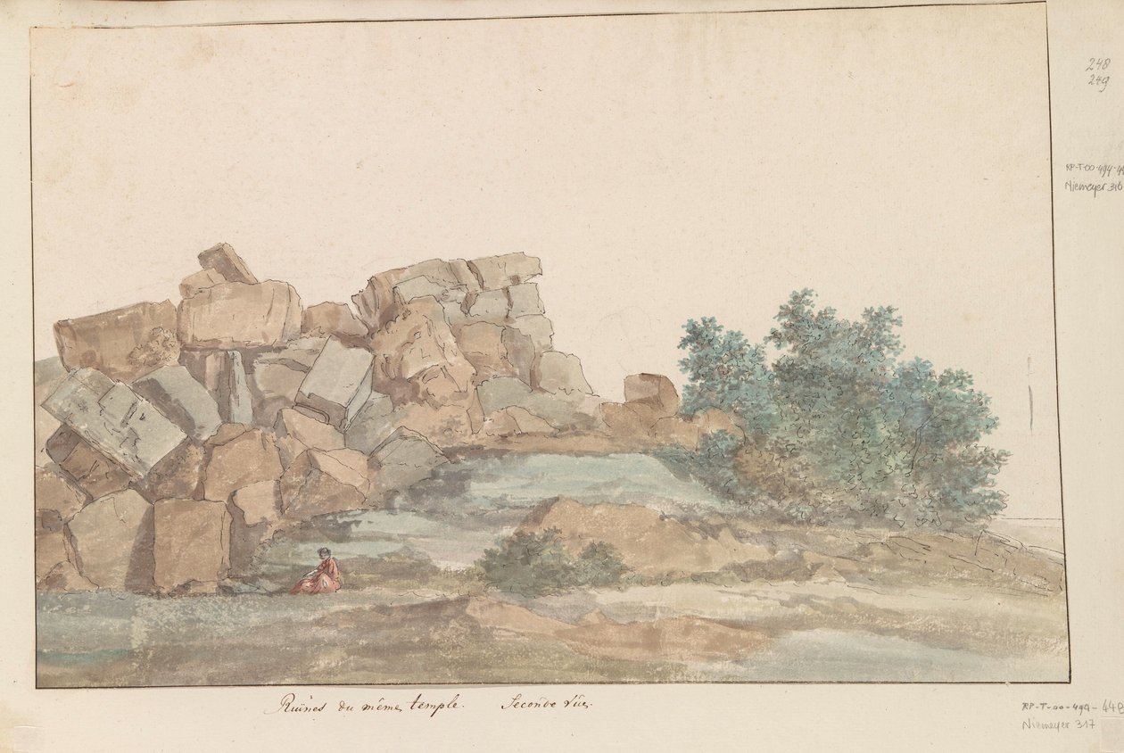 Resten van Zeus Olympus tempel bij Agrigento Aynı tapınağın kalıntıları. Second Sight (nesne üzerindeki başlık) İtalya, Sicilya ve Malta'da Seyahatler - 1778 (dizi başlığı) by Louis Ducros