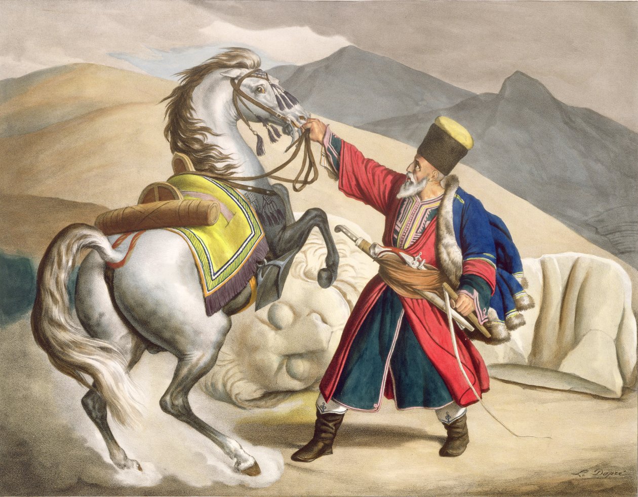 Thierry Brothers tarafından oyulmuş Atlı bir Tatar, 1825 by Louis Dupré